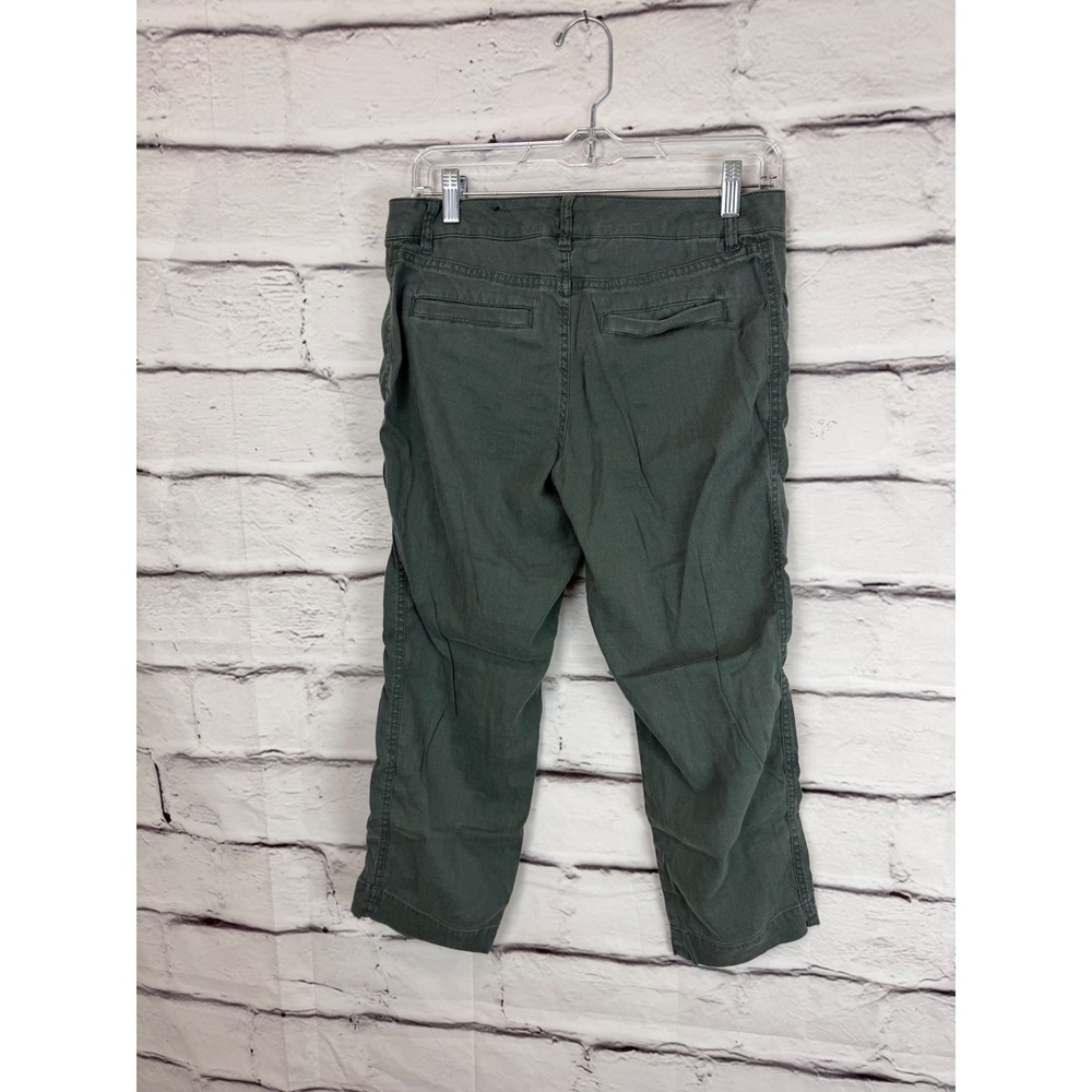 Liverpool Olive Green Linen Blend Cropped Utility Pants Size 4/27 - Picture 6 of 6